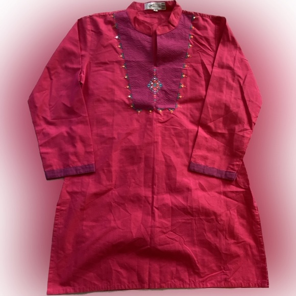 Women’s Bohemian Pink Tunic Linen Top Size Small Westside - Picture 1 of 10